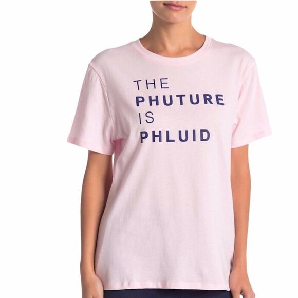 PHLUID PROJECT Pale Pink Crew Neck Graphic Tee Shirt Top Large LGBT LGBTQIA 3 - Picture 1 of 10